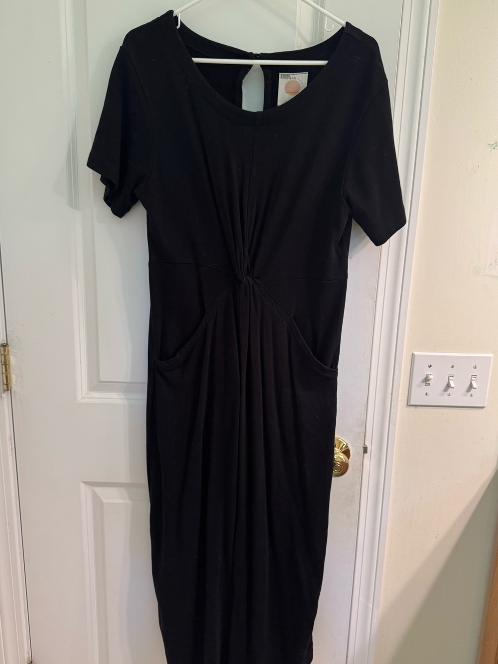 Daily Practice (Anthropologie) Black Twist Front Midi Dress
